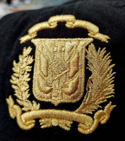 Escudo Republica Dominicana - Dominican Shield Black / Metallic Gold Color Dad Hat