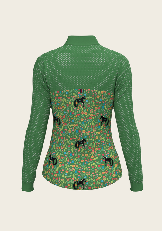 Cavallo Flower on Green Sport Mesh Quarter Zip Sun Shirt