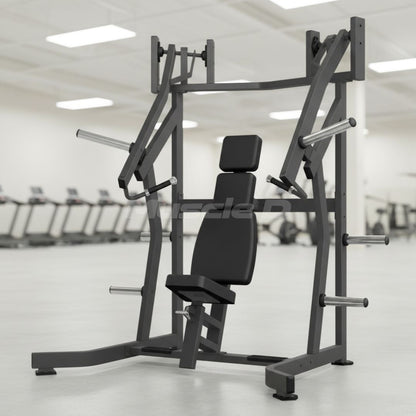 Excel Iso-Lateral Incline Press - Muscle D Fitness - Plate Load Incline Bench - Gas Shock Assisted Seat Adjustment - Weight Storage Pegs