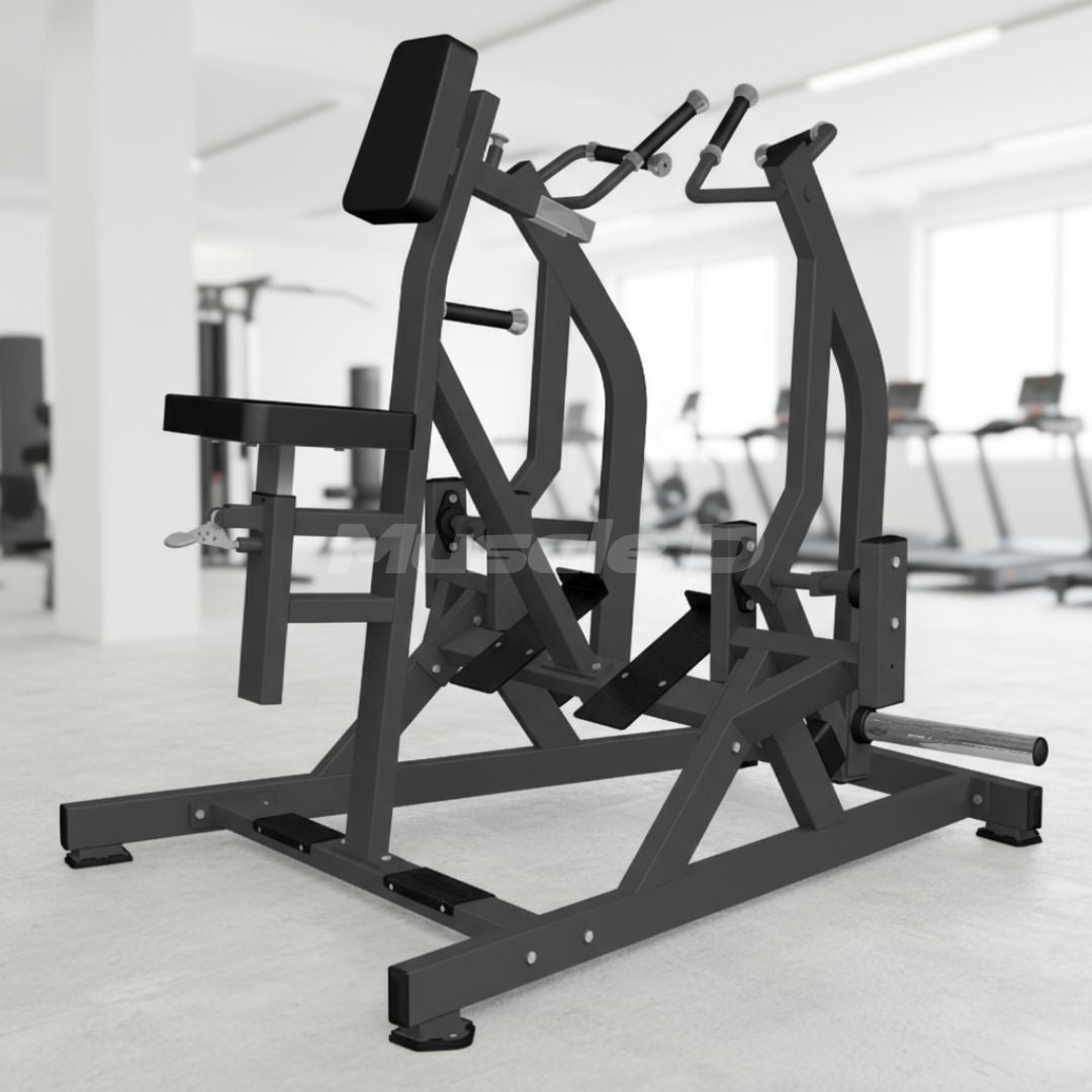 Excel Iso-Lateral Seated Row - Muscle D Fitness - Plate Load Back Machine - Gas Shock Assisted Seat Adjustment