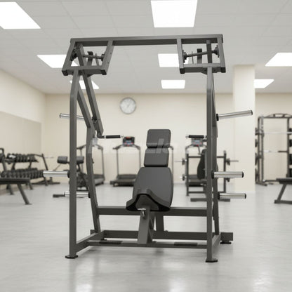 Excel Iso-Lateral Shoulder Press - Muscle D Fitness - Plate Load Military Press - Gas Shock Assisted Seat Adjustment - Weight Storage Pegs