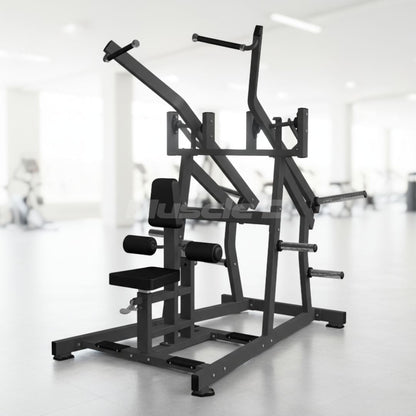 Excel Iso-Lateral Wide Pulldown - Muscle D Fitness - Plate Load Lat Pulldown - Piston Assisted Seat Adjustment - Plate Storage Pegs