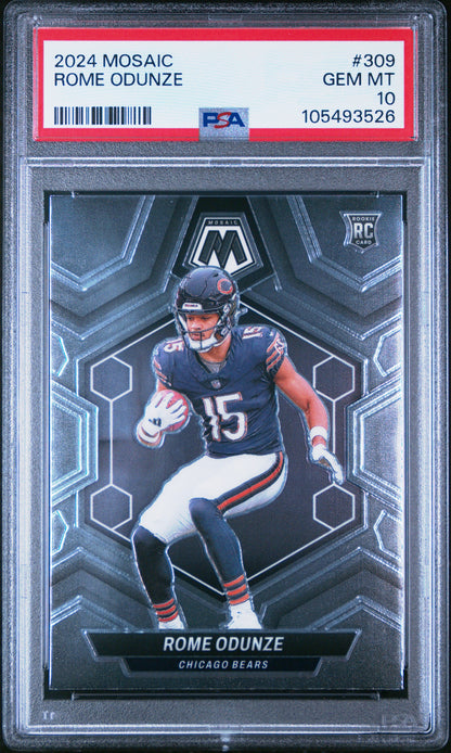 Graded 2024 Panini Mosaic Rome Odunze #309 Rookie RC Football Card PSA 10 Gem Mint