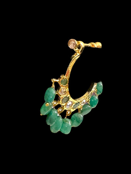 DER635 Neda natural emerald chandbali( READY TO SHIP )