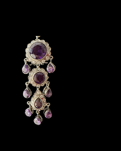 BR321  High quality cz  necklace set with tika - purple ( READY TO SHIP )