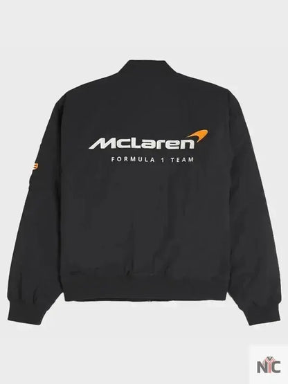 F1 McLaren Black Satin Bomber Jacket