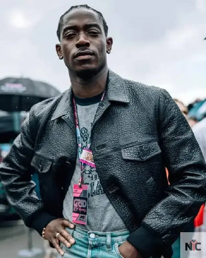 F1 Movie Damson Idris Black Leather Jacket