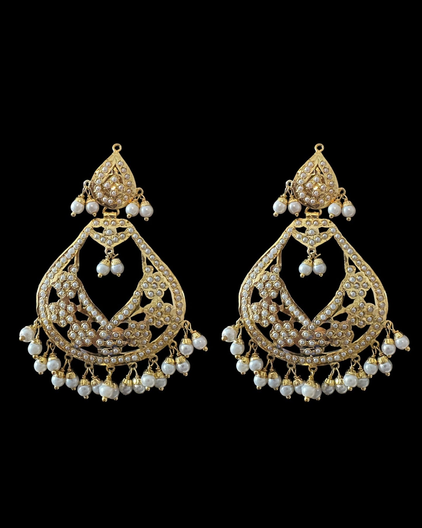 Jadau chandbali earrings tika in pearls ( READY TO SHIP )