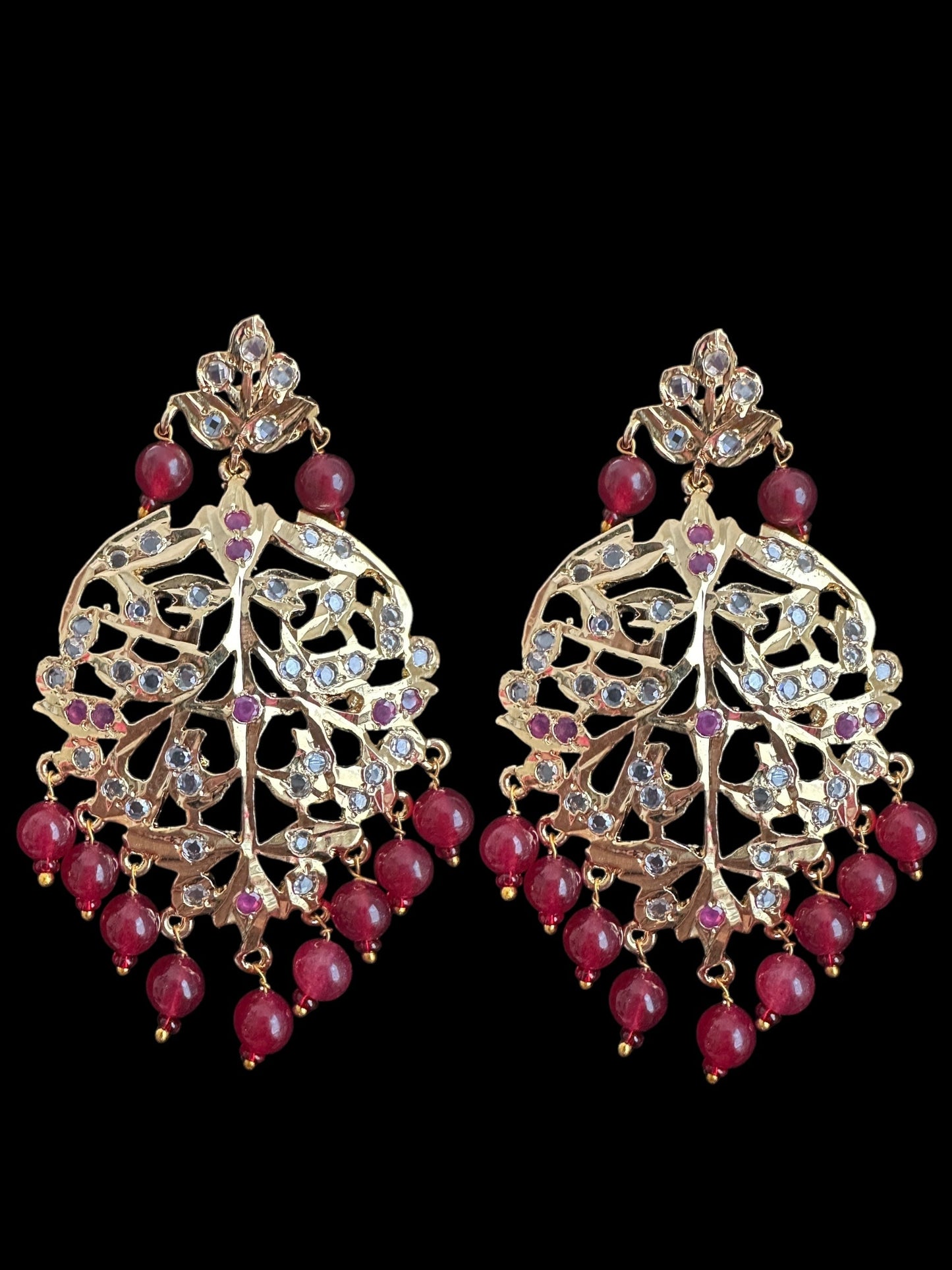 DER79 Aryana gold plated earrings in ruby     (SHIPS IN 2 WEEKS)