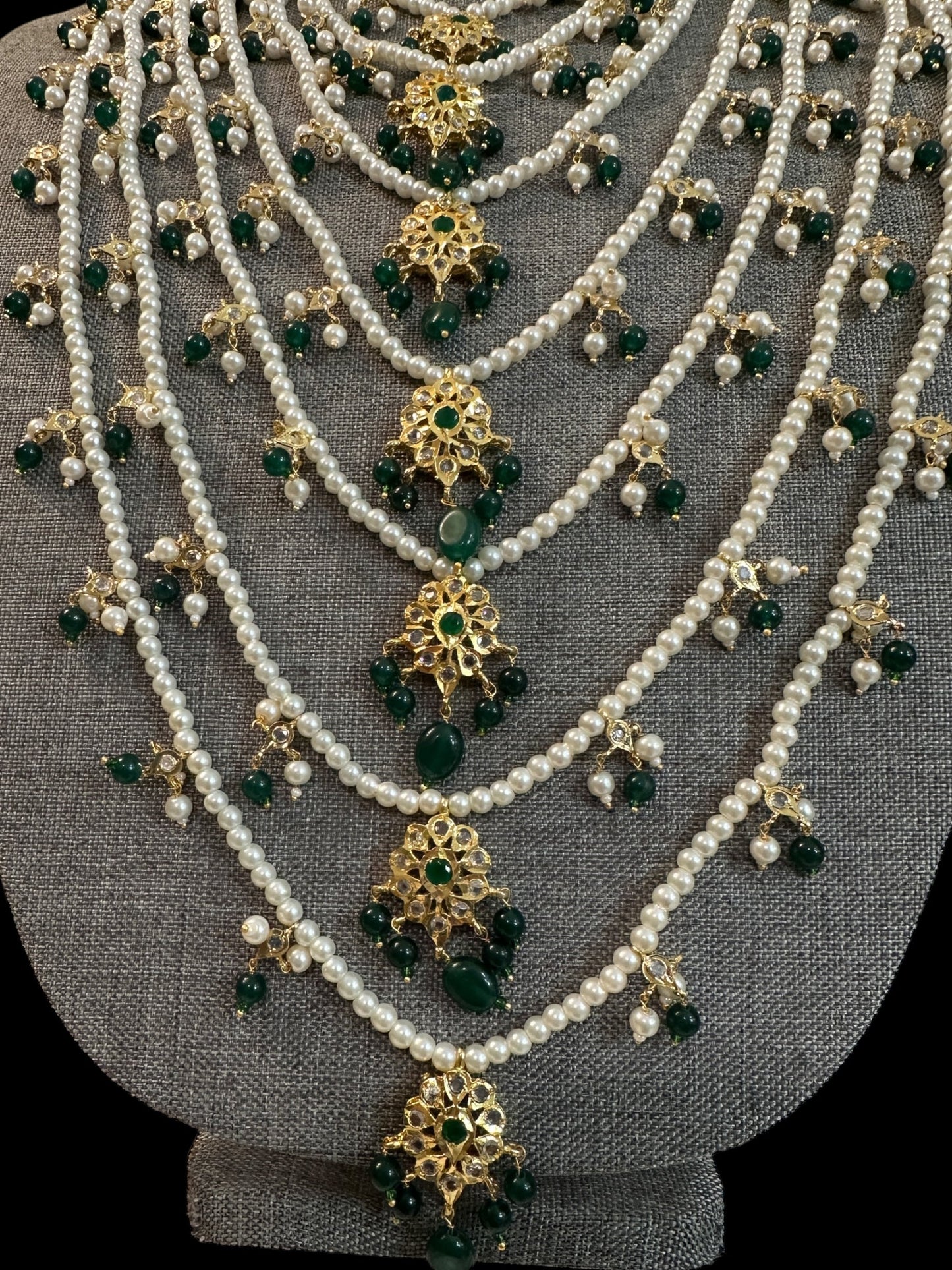 SAT103 Hyderabadi bridal satlada green ( READY TO SHIP )