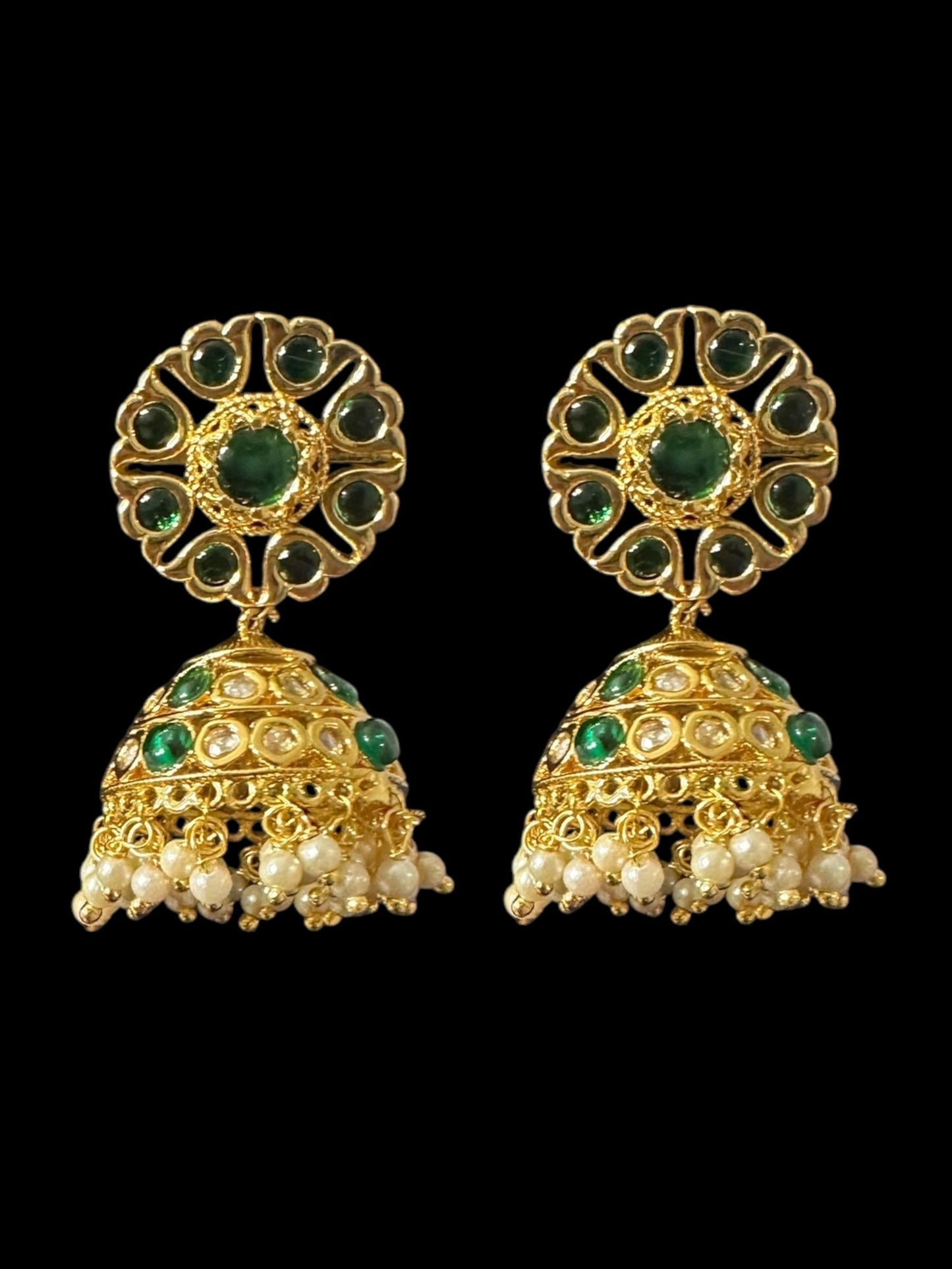 DER794 Mona polki jhumka - green ( READY TO SHIP )