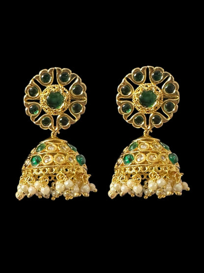 DER794 Mona polki jhumka - green ( READY TO SHIP )