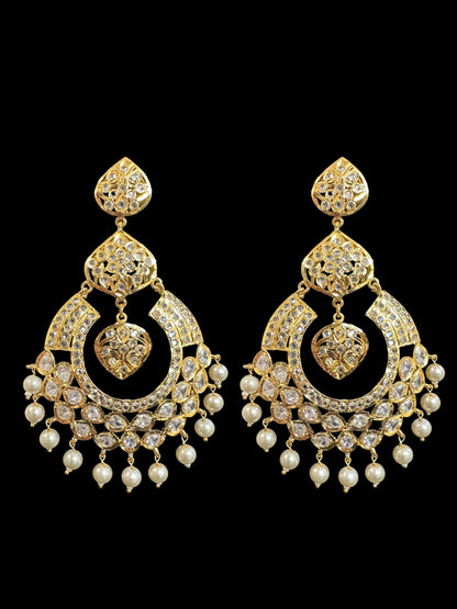 DER559 chandbali earrings in pearls ( SHIPS IN 4 WEEKS )