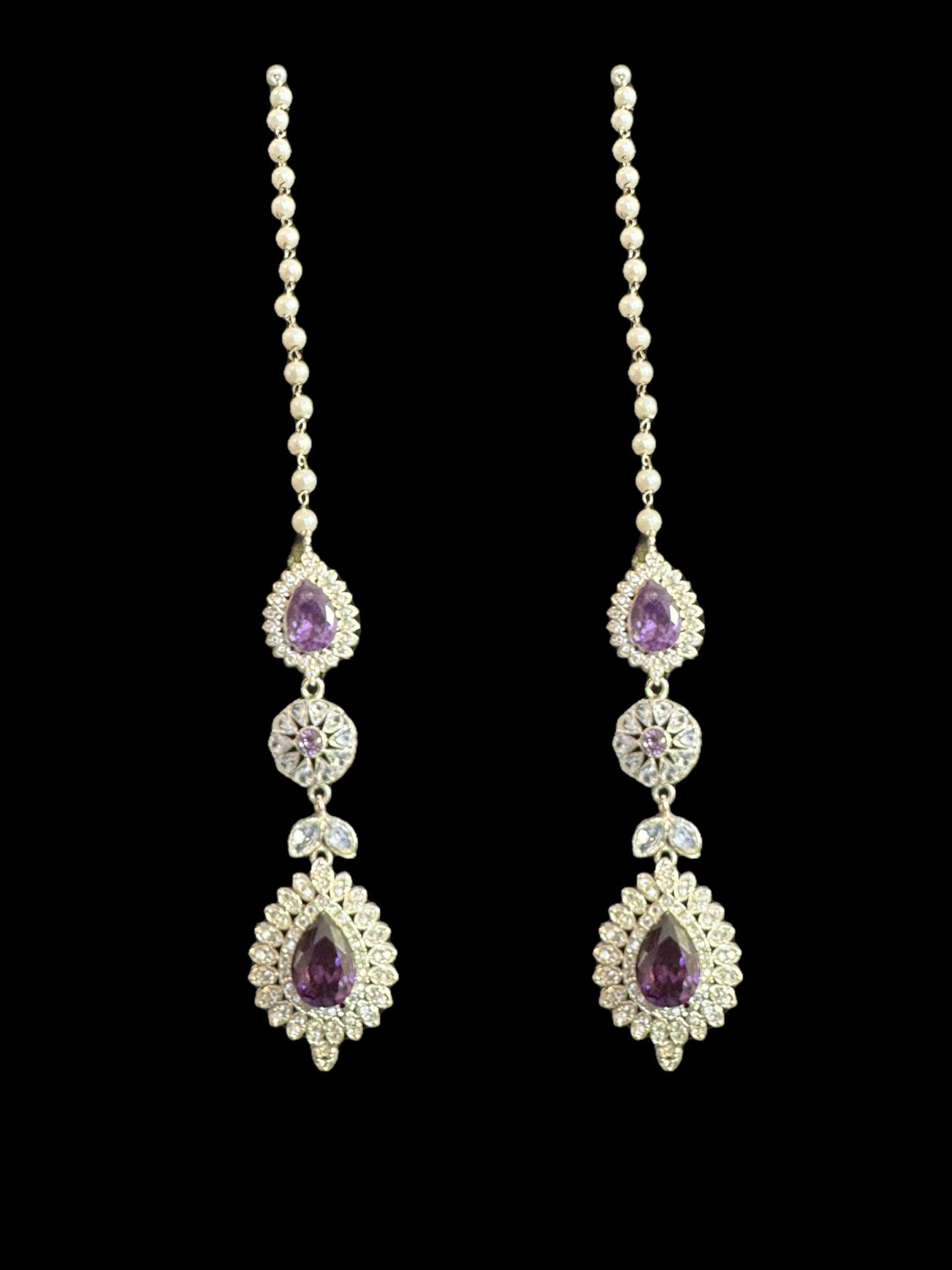 BR476 Sabina Cz bridal set in silver plating with purple  ( READY TO SHIP )