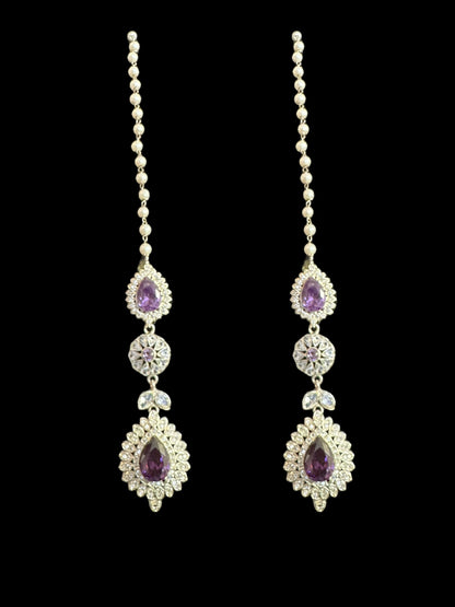 BR476 Sabina Cz bridal set in silver plating with purple  ( READY TO SHIP )
