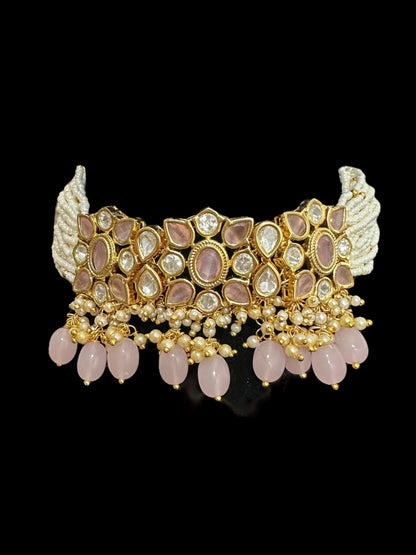 C312 Meera polki  choker - pink ( READY TO SHIP )