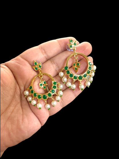 DER565 Nida chandbali medium sized ( green ) ( SHIPS IN 4 WEEKS  )