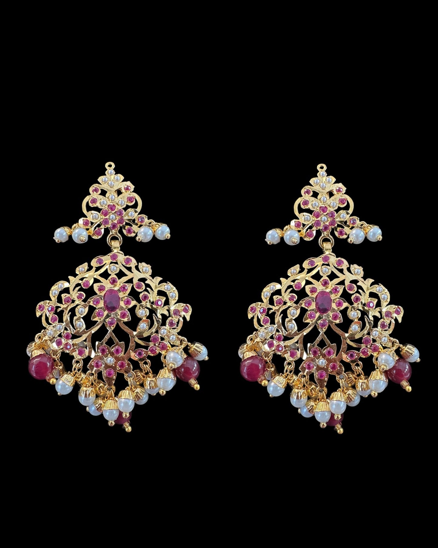 C570 Gold plated jadau choker in Ruby pearls ( READY TO SHIP )