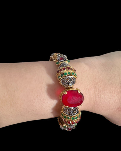 BG801 SALWA zircon bangles - ruby emerlad openable ( READY TO SHIP )
