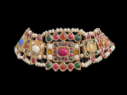 BR471 Naheed navratan bridal set with fresh water pearls and gemstones ( READY TO SHIP )