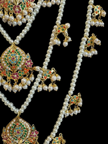 SAT111 Anya jadau 5 layered / satlada in Navratan ( READY TO SHIP )