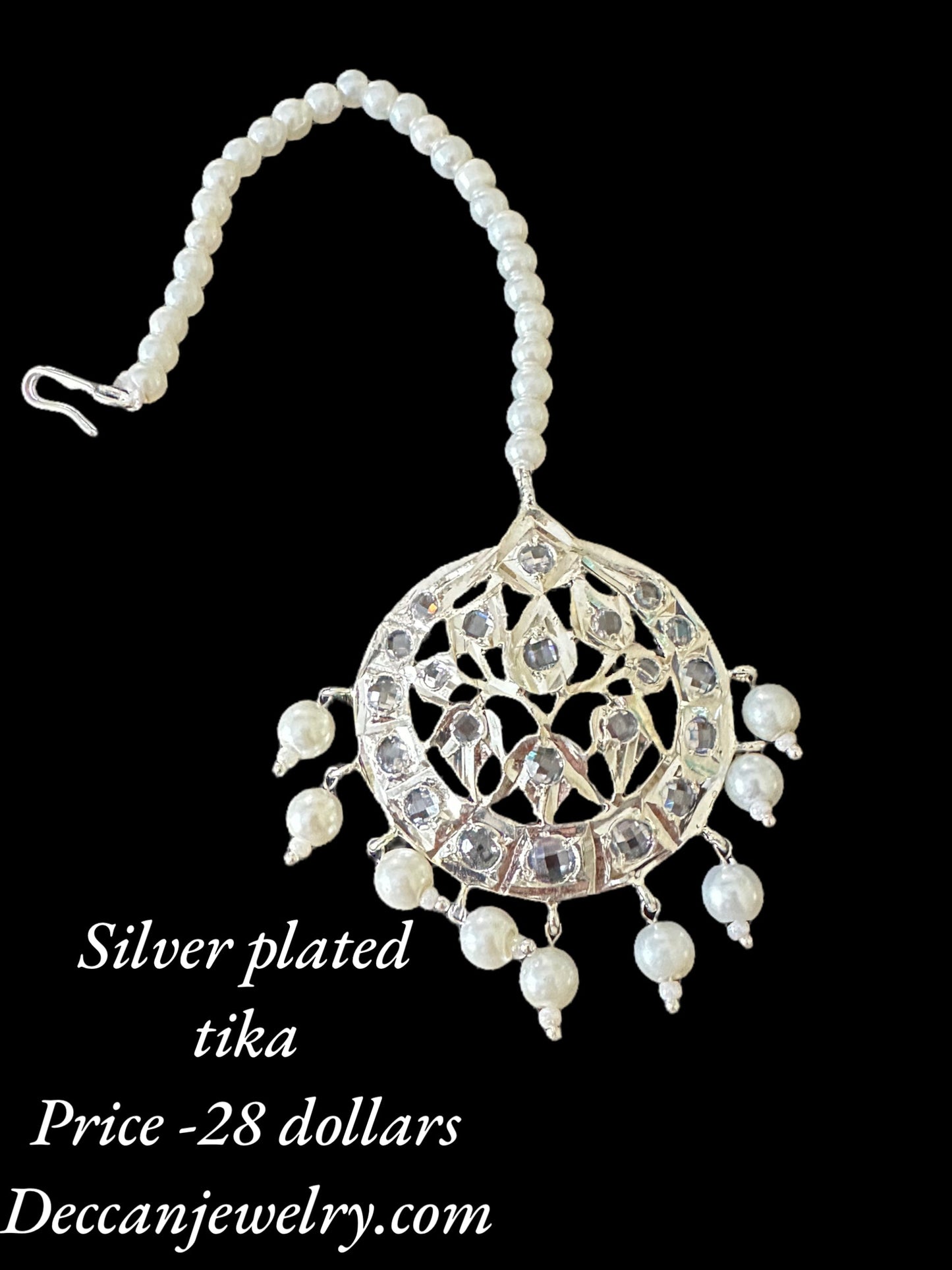 DJTK209 Insia silver plated  tika In pearls    ( SHIPS IN 2 WEEKS )