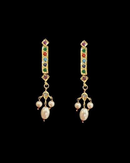 C517 Navratan necklace with earrings ( READY TO SHIP  )