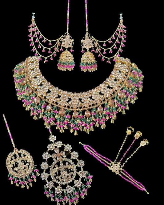 BR486 Safeera bridal set in purple and green combination ( READY TO SHIP )