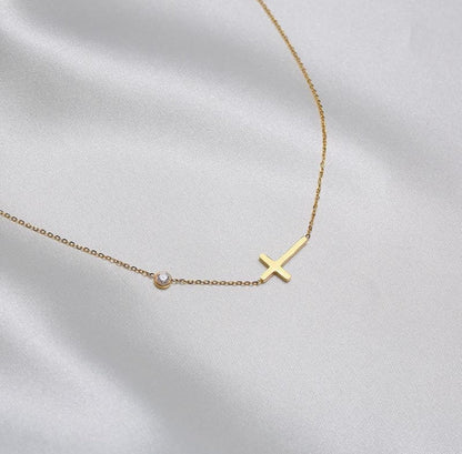 Divine Cross Necklace with Diamond