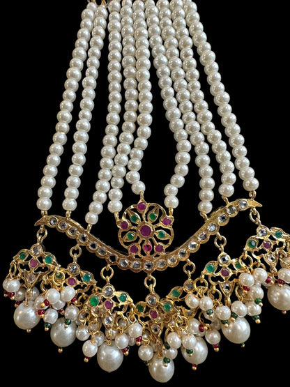 DJHR112 Diya jhoomar in red green  ( READY TO SHIP )