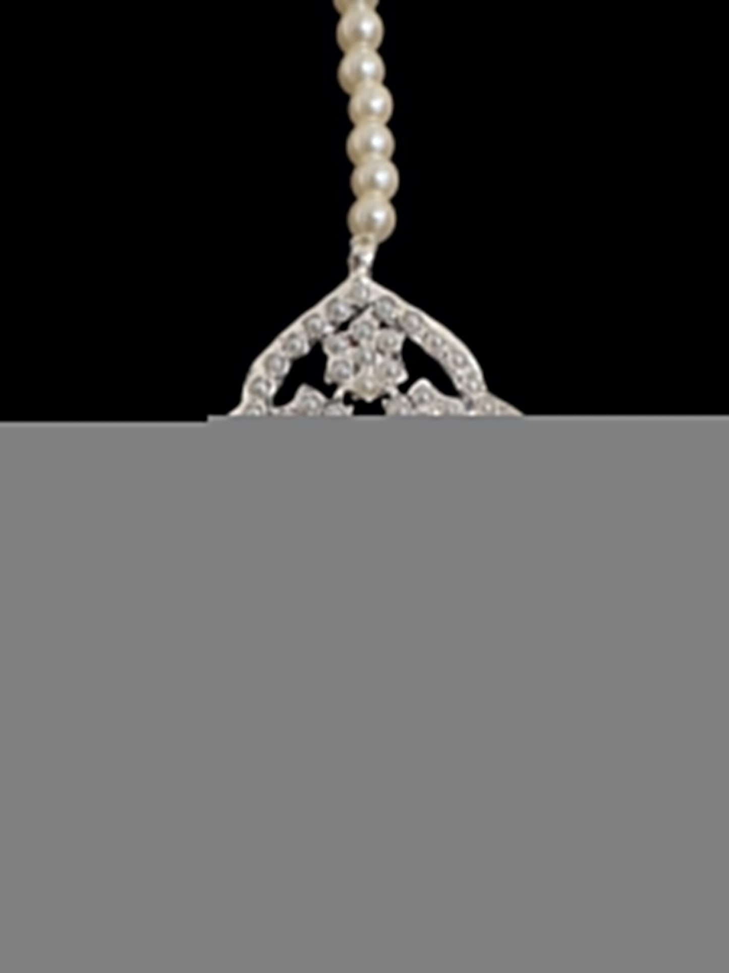 Mehru Jadau chandbali earrings tika in pearls - silver plated ( SHIPS IN 3 WEEKS )