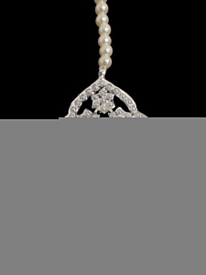 Mehru Jadau chandbali earrings tika in pearls - silver plated ( SHIPS IN 3 WEEKS )