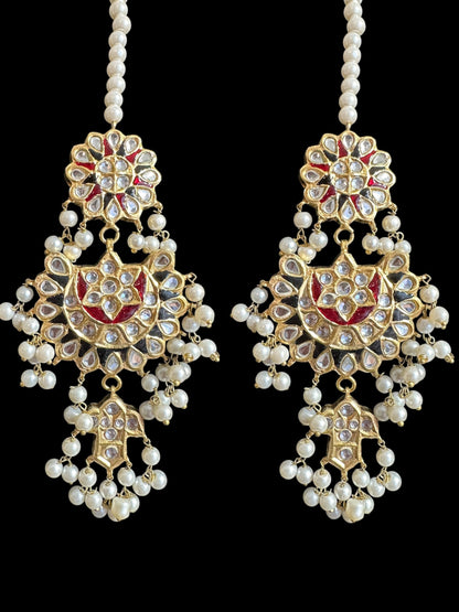 DER716  Maya dangler earrings with red and black meenakari  (SHIPS IN 4 WEEKS  )
