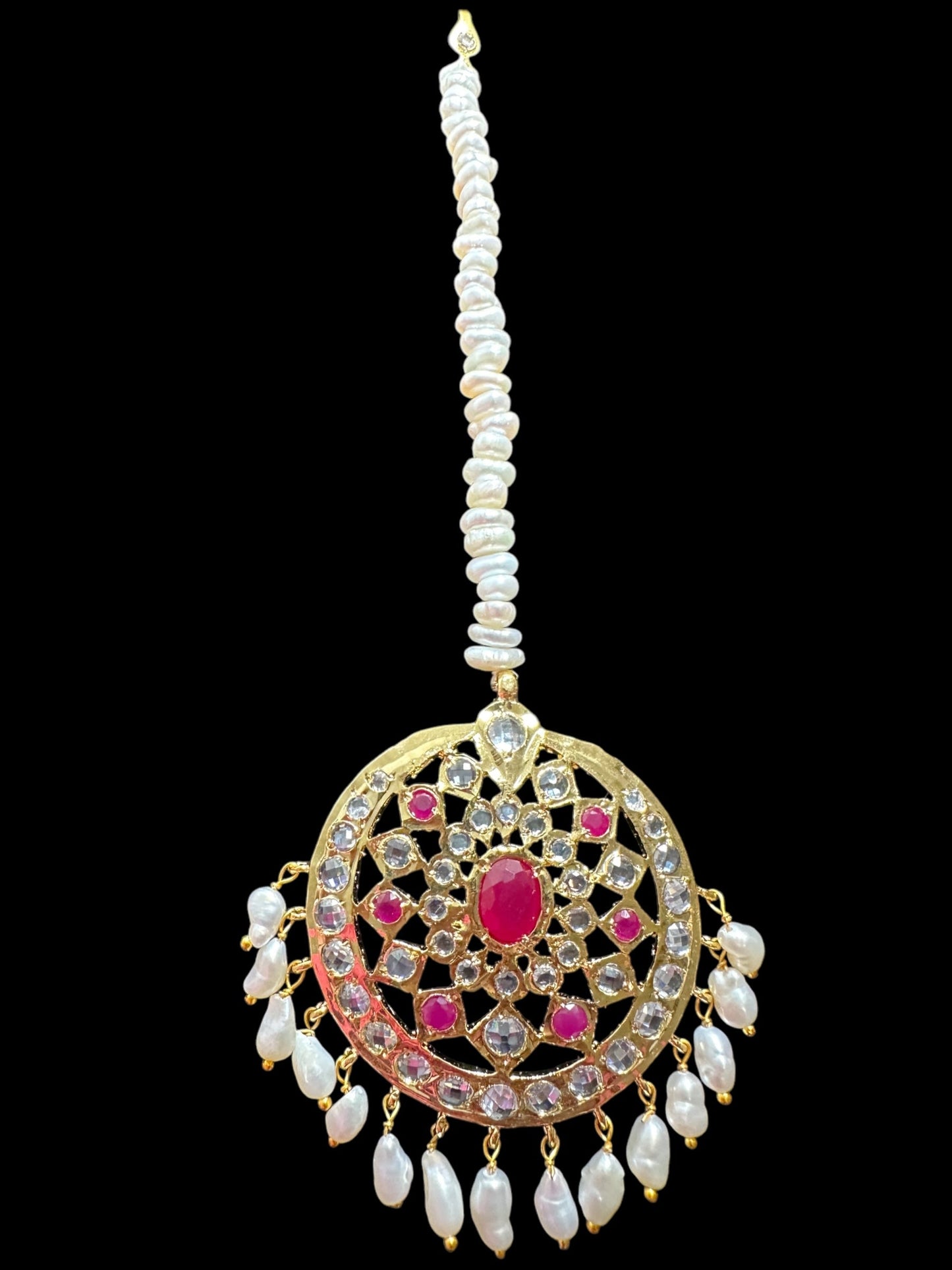 DJTK348 Zeba tika in fresh water pearls - Ruby ( READY TO SHIP)