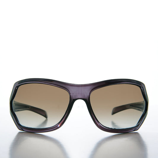 90s Mod Curved Wrap Sleek Sunglasses - Falco