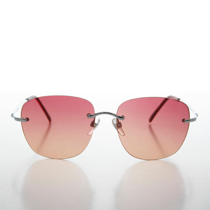 Rimless Ocean Colored Lens Women's Sunglasses - Fancy