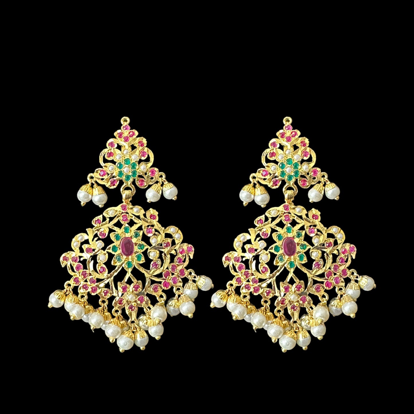 C315 Gold plated jadau choker in red green  ( SHIPS IN 3 WEEKS  )