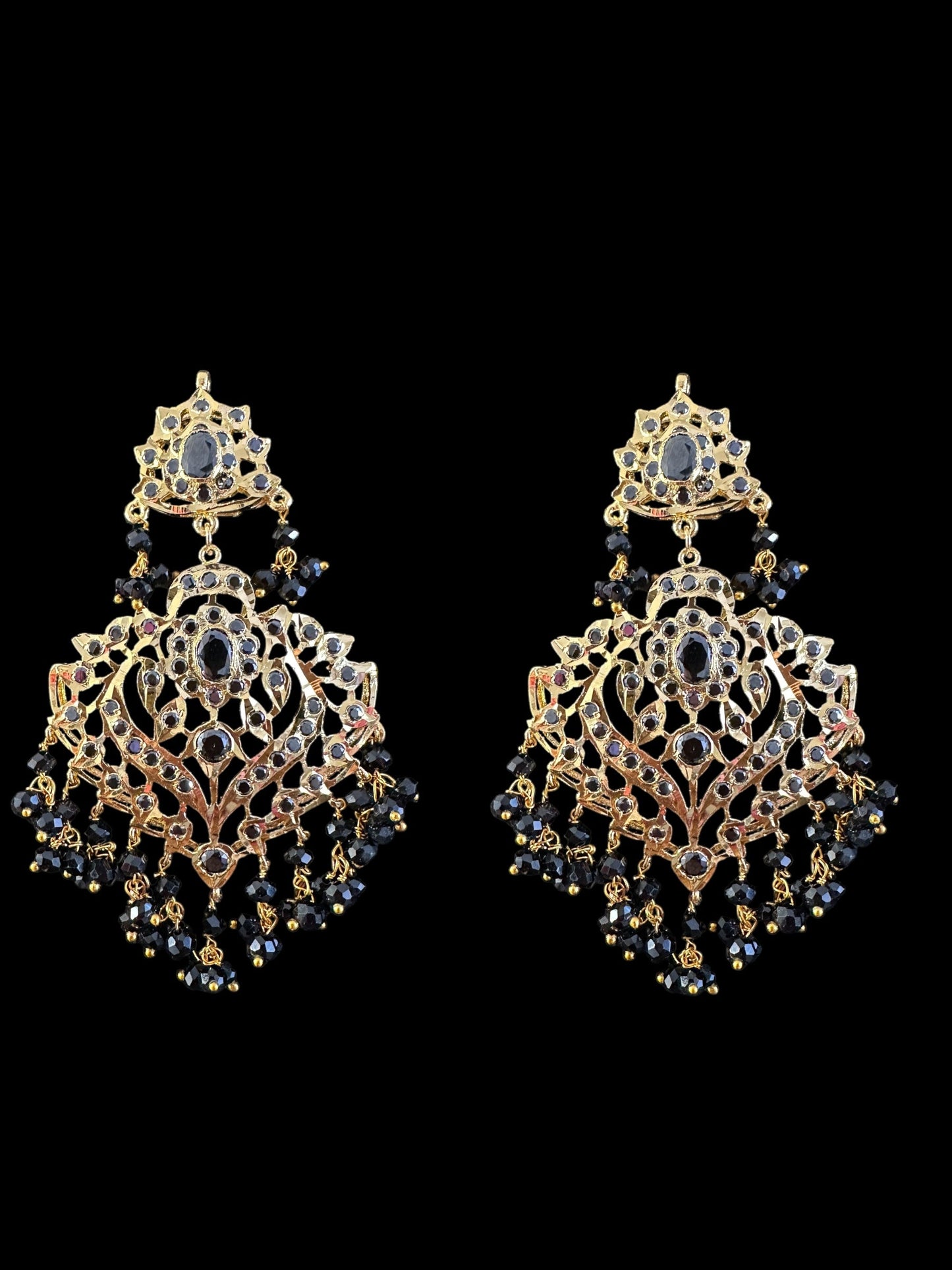 DER721  Ekta gold plated earrings - BLACK  ( SHIPS IN 4 WEEKS )