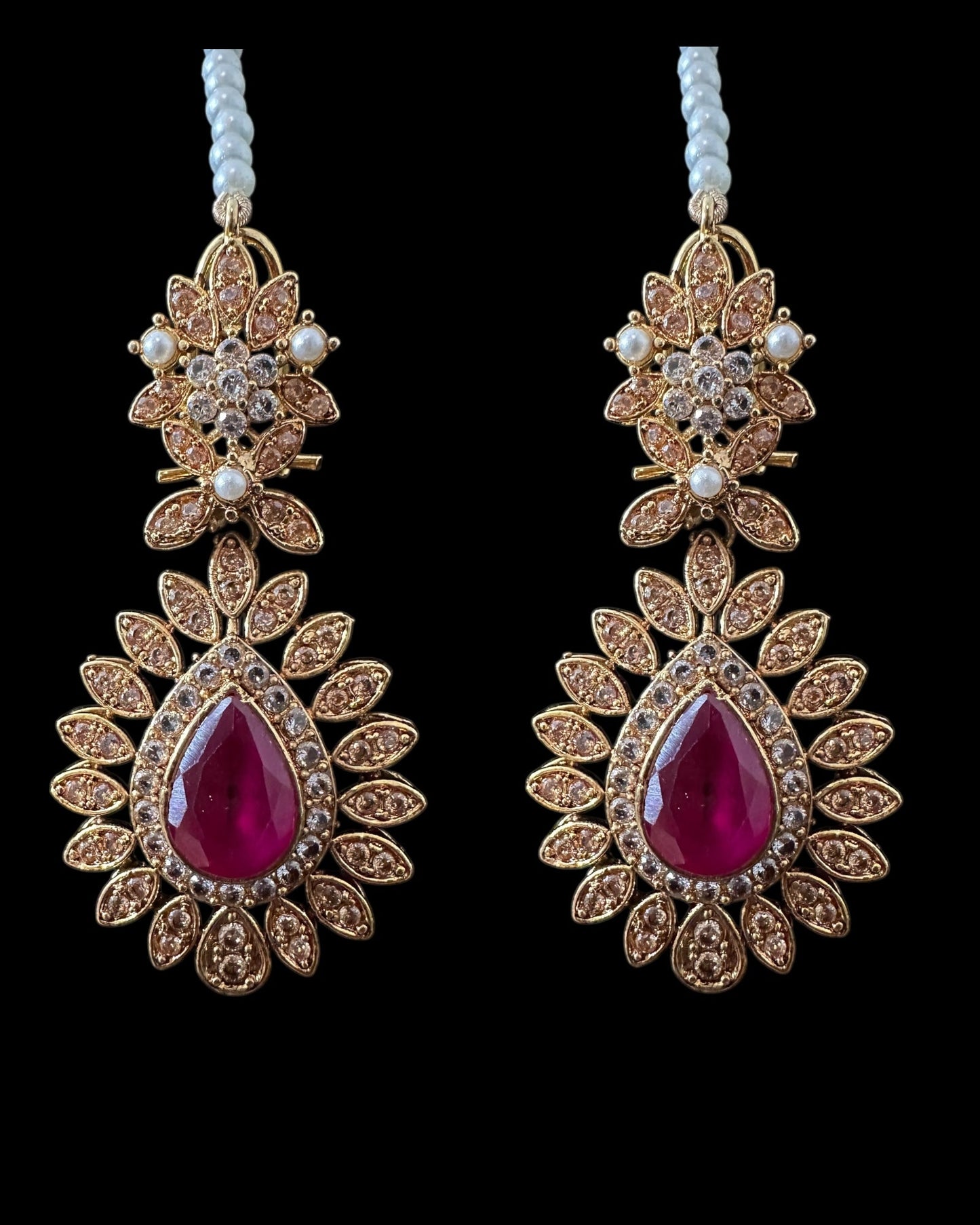 BR463 Ruby and zircon bridal set ( SHIPS IN 4 WEEKS )