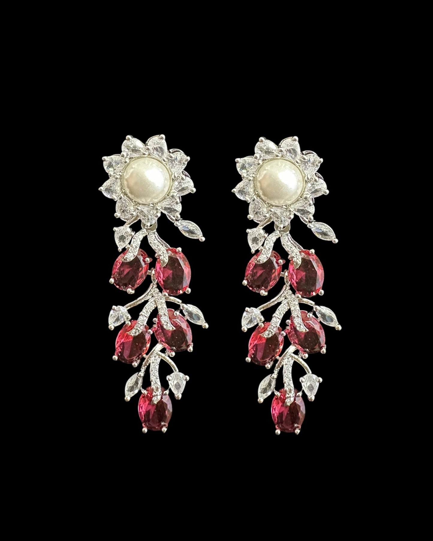 DNS137R silver plated necklace set - Ruby ( READY TO SHIP )