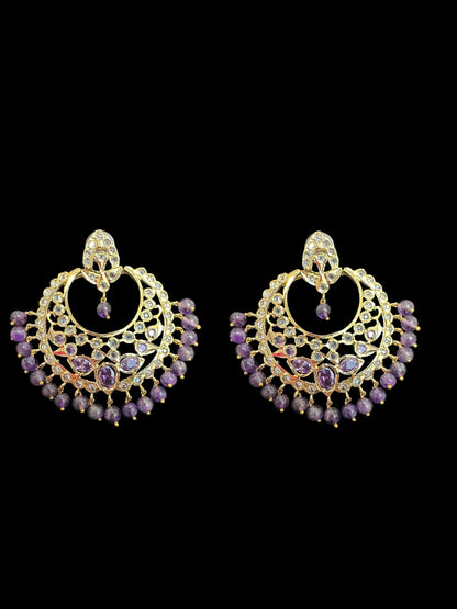 DER747  Noor chandbali in amethyst  (SHIPS IN 3 WEEKS )