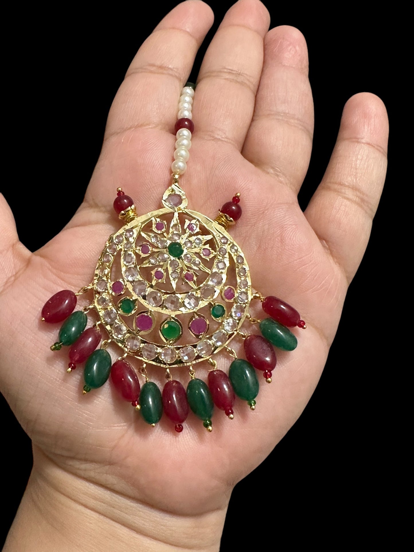 DJTK339  Isra tika in ruby emerald combination ( READY TO SHIP )