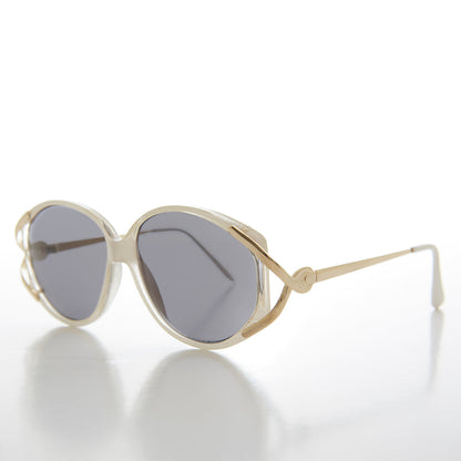 Large Women's Vintage Sunglass with Gold Accents - Fern 2