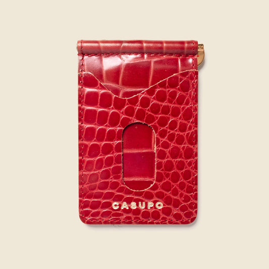 Money Clip Wallet - Red Emboss