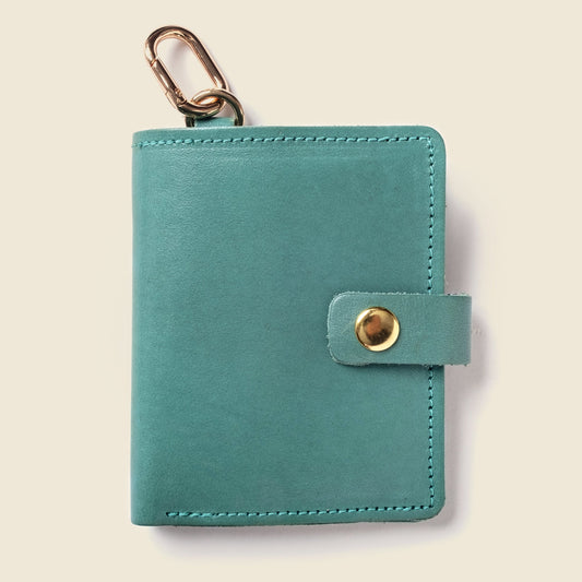 Wallet with Snap and Key Ring - Green