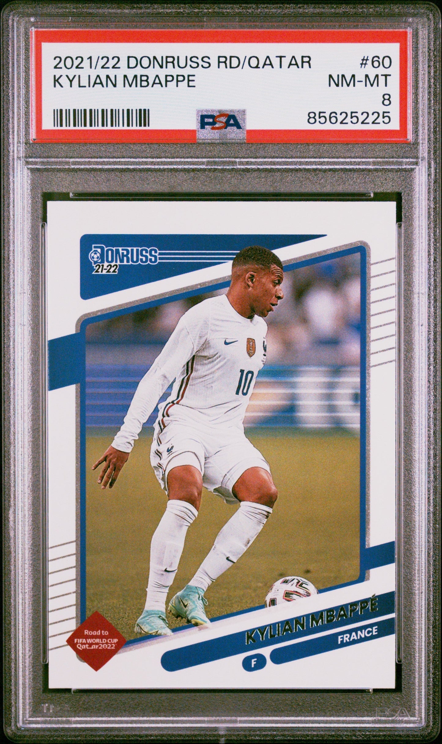 Graded 2021-22 Panini Donruss Road to Qatar Kylian Mbappe #60 Soccer Card PSA 8 Near Mint