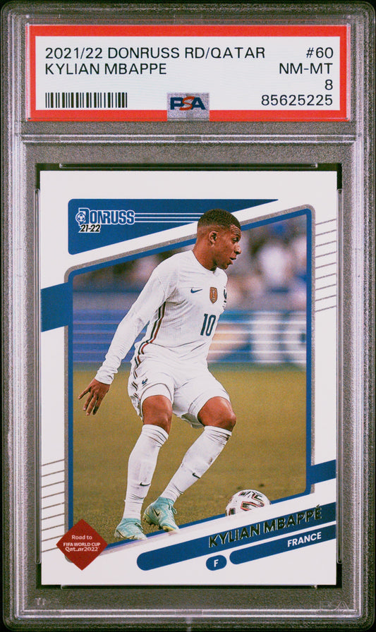 Graded 2021-22 Panini Donruss Road to Qatar Kylian Mbappe #60 Soccer Card PSA 8 Near Mint