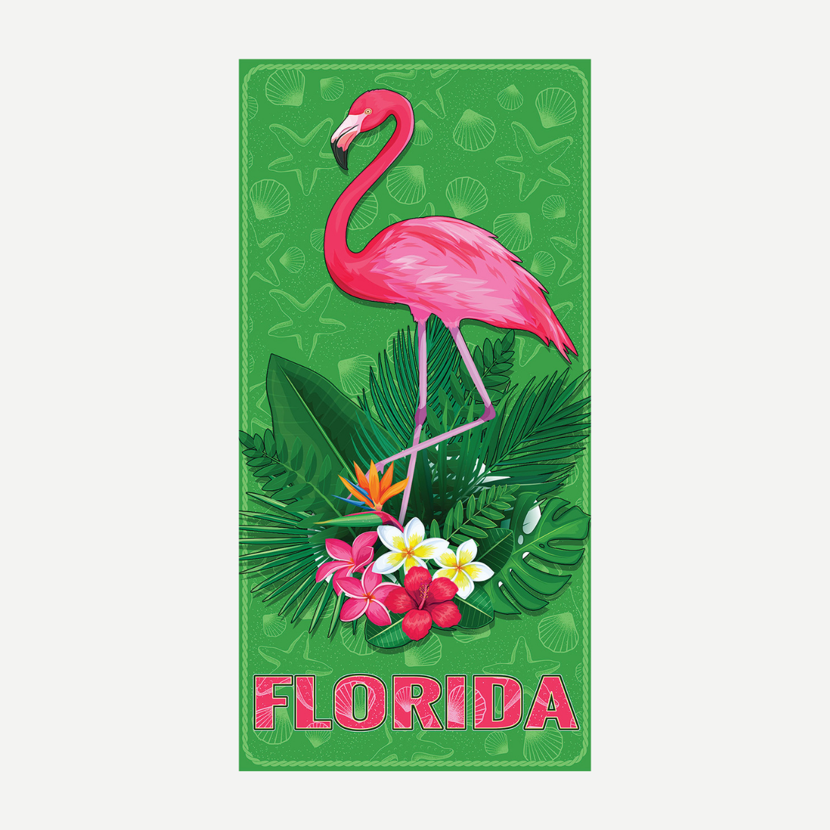 Florida Flamingo Gardens Velour Beach Towel