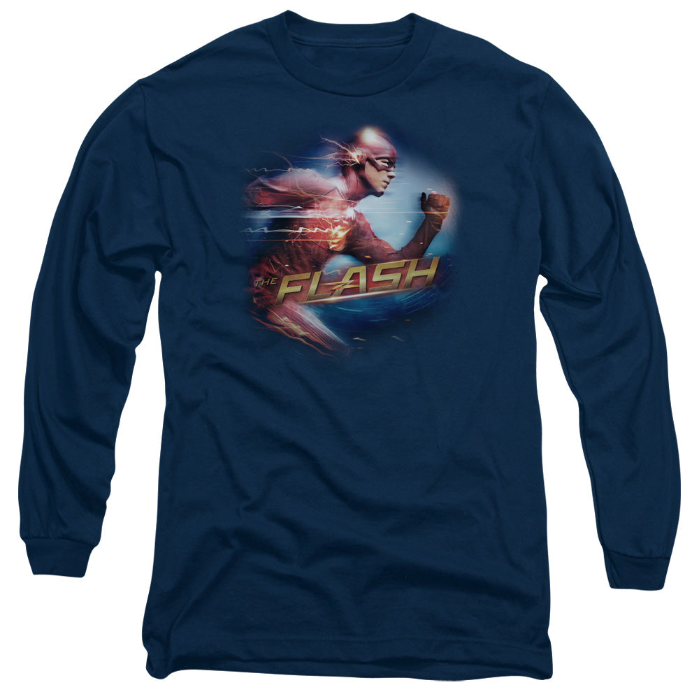 The Flash Fastest Man Mens Long Sleeve Shirt Navy Officially Licensed