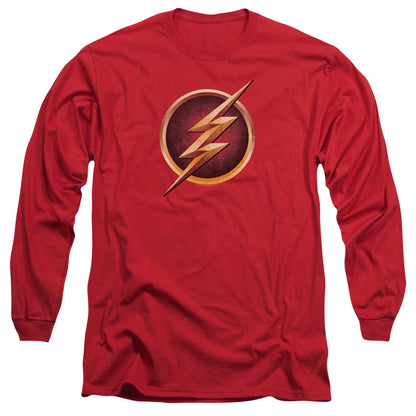 The Flash Chest Logo Mens Long Sleeve Shirt Red Officially Licensed